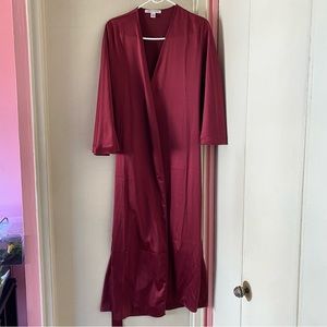 Rya Collection Burgundy Red Flowy Robe with Waist Tie